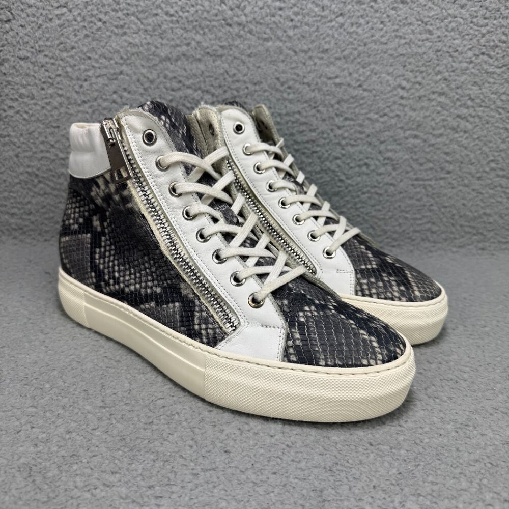 Bagatto Shoes Mens 7 / EU 40 Grey White Snakeskin Zip High Top Sneakers Italy 1